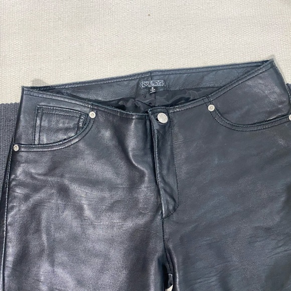 Y2K Heart Moon Star black leather pants size 6 - Picture 7 of 12